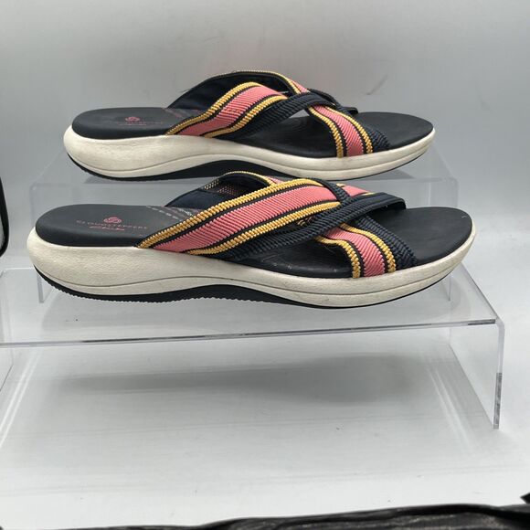 Clarks Cloudsteppers Women's 8.5M Mira Isle MultiColor Strappy Slide Sandals - Picture 2 of 9